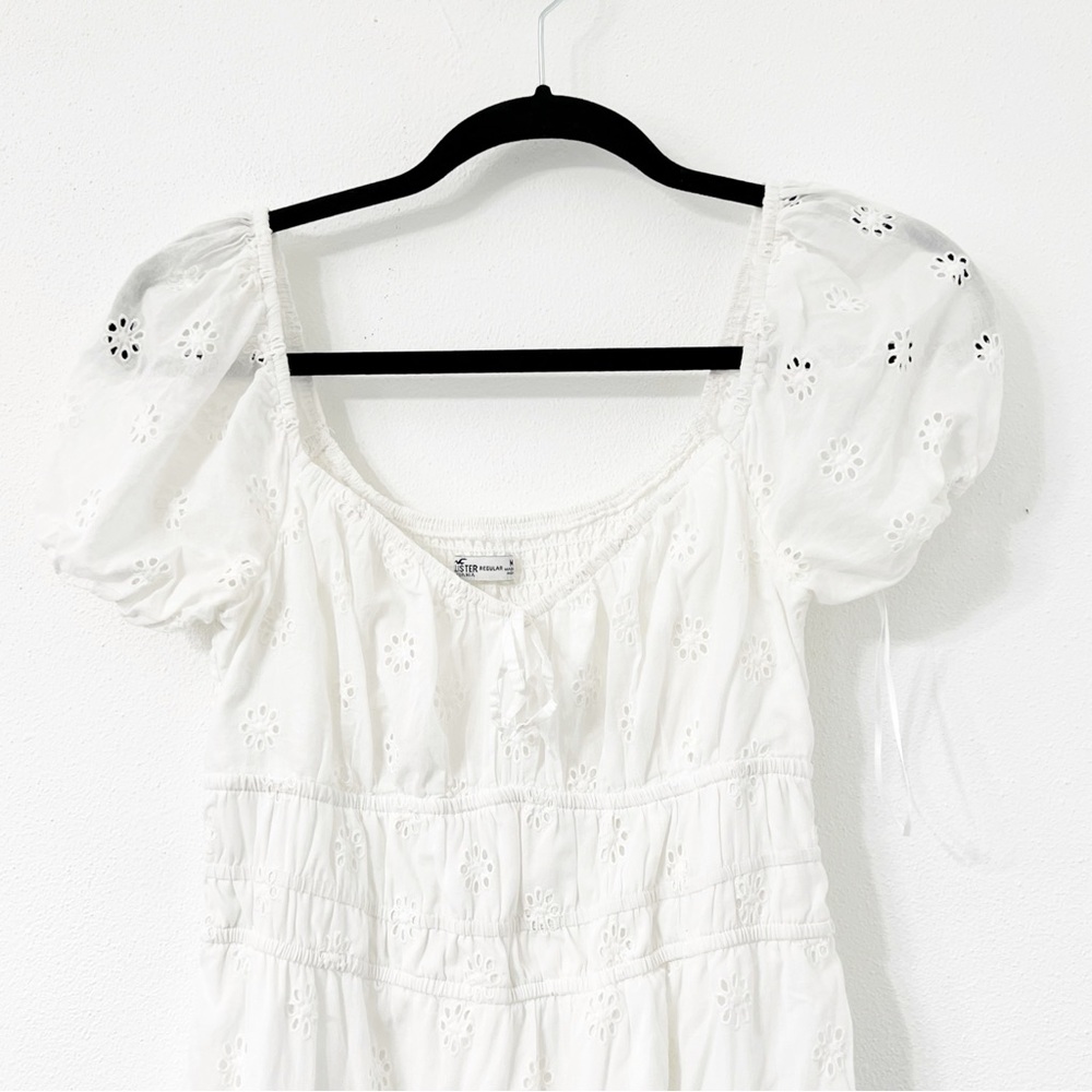 Hollister White Eyelet Puff Sleeve Mini Dress Medium - Picture 3 of 6